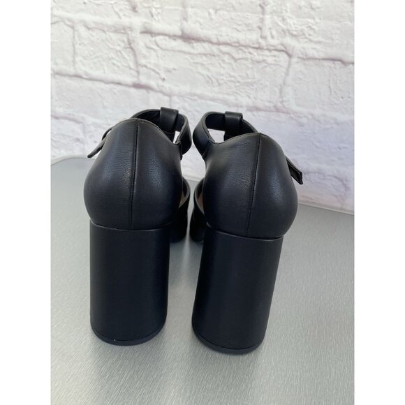 Pop Women Black Block Heel Platform Y2K Mary Jane Dress Shoes Size 9M - Picture 5 of 10
